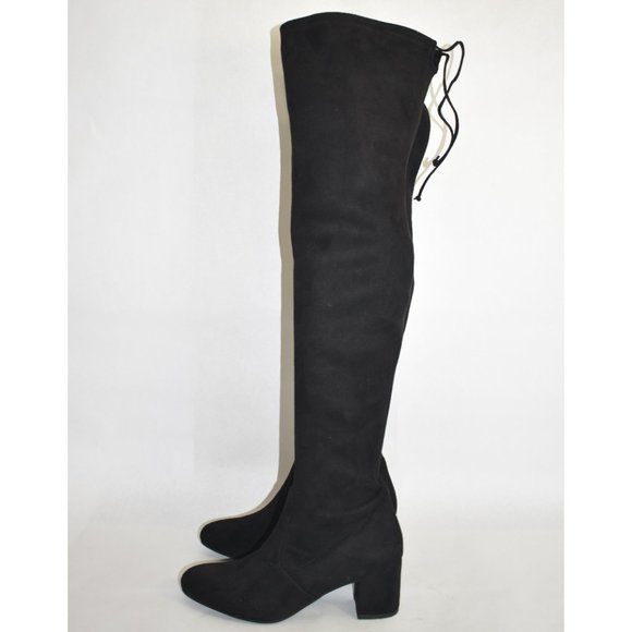 STUART WEITZMAN Genna Suede Over The Knee Boots BLACK SUEDE 9 (SE40) - Picture 2 of 9